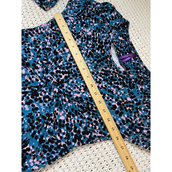 Seraphine Blue Abstract Maternity Dress Women Size 4 3/4 Sleeve Jersey Stretch - Picture 6 of 16